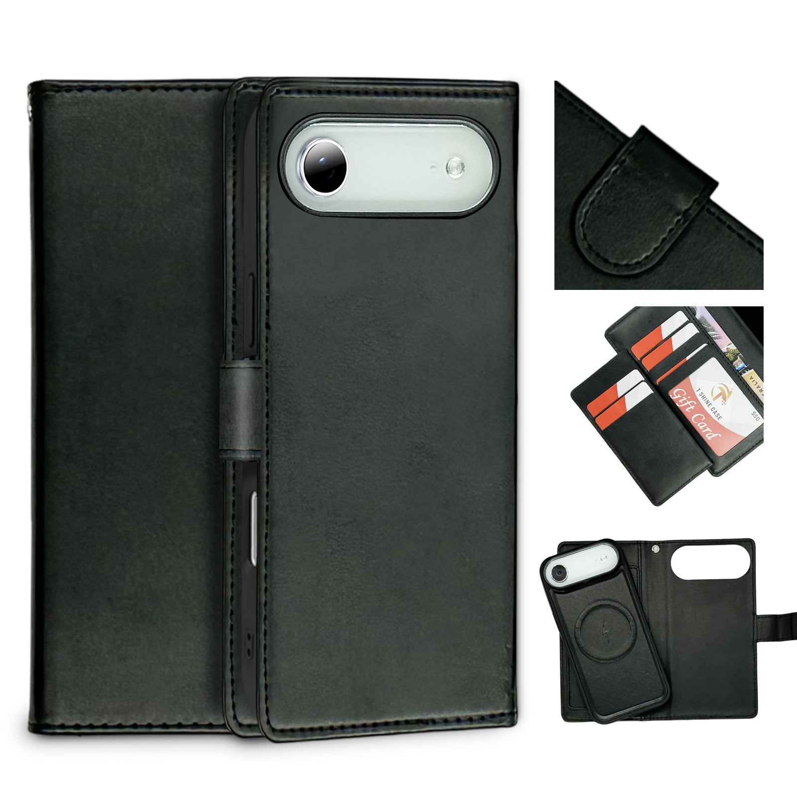 Nebula iPhone 17 Air Magnetic Detachable Leather Wallet Case Black