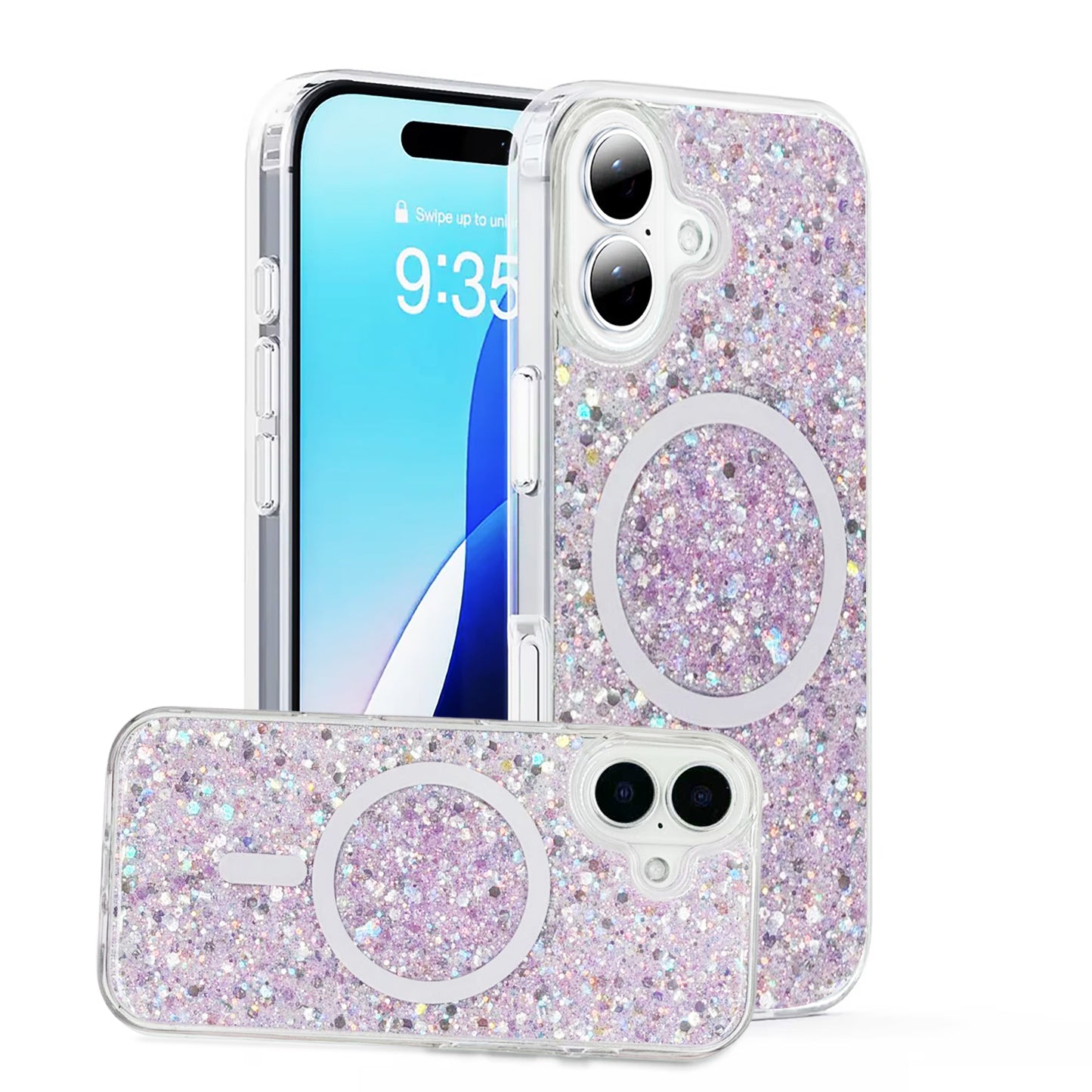 Nebula iPhone 17 Pro Magic Glitter Case Purple Silver