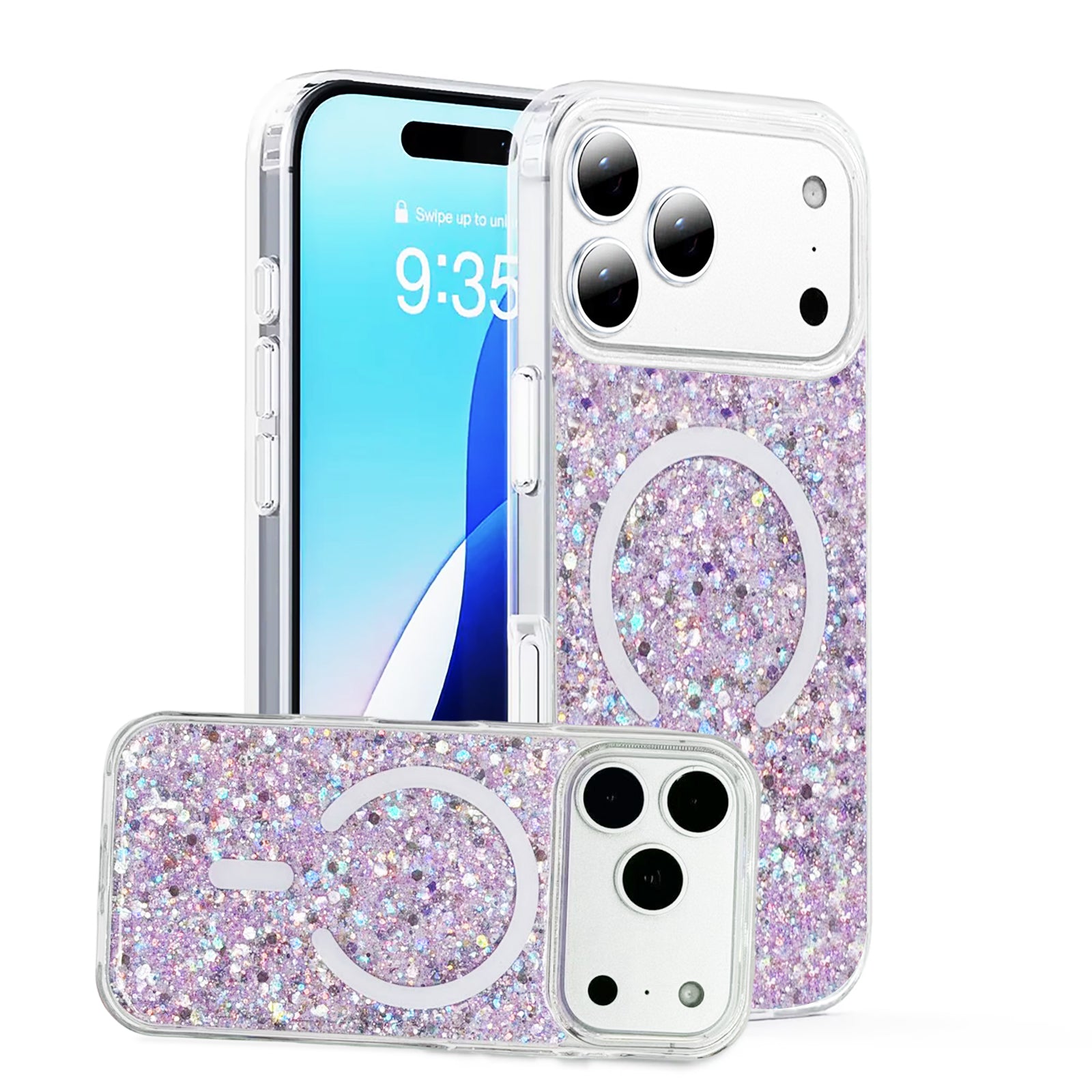 Nebula iPhone 17 Pro Max Magic Glitter Case Purple Silver