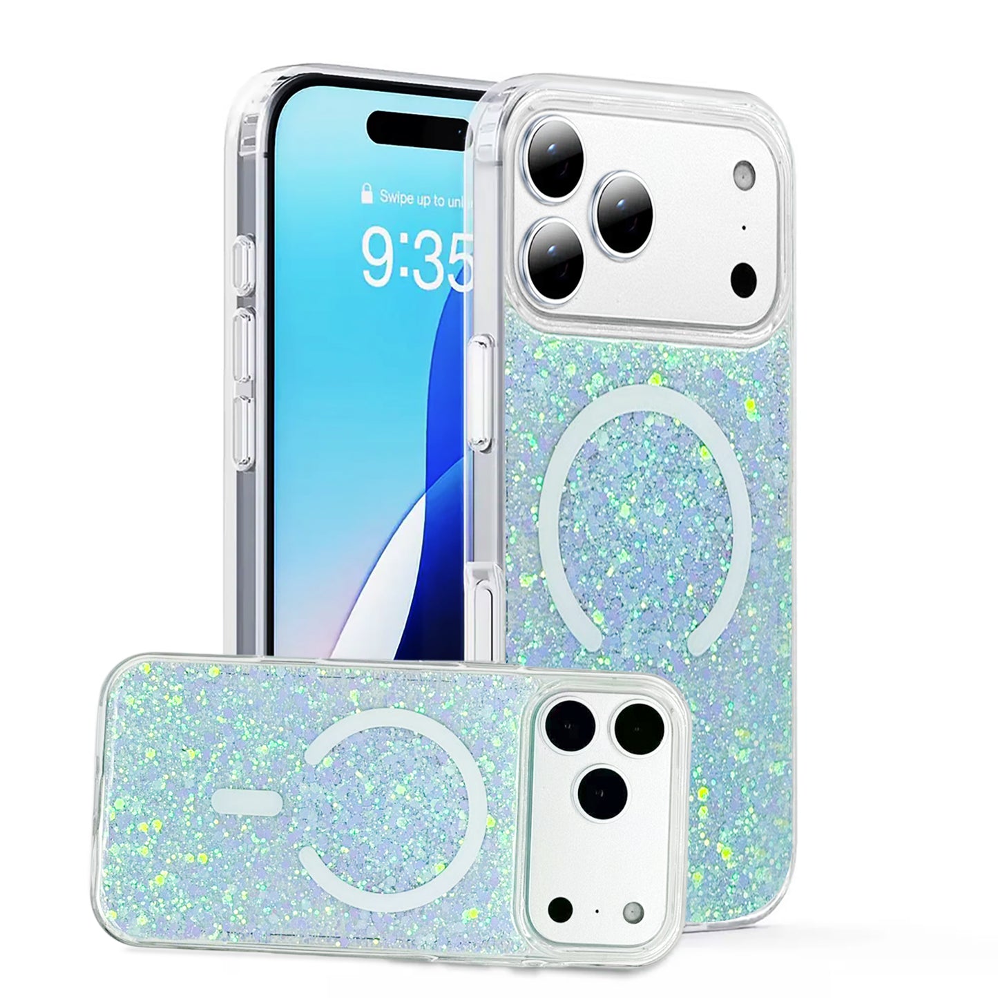 Nebula iPhone 17 Air Magic Glitter Case White Blue