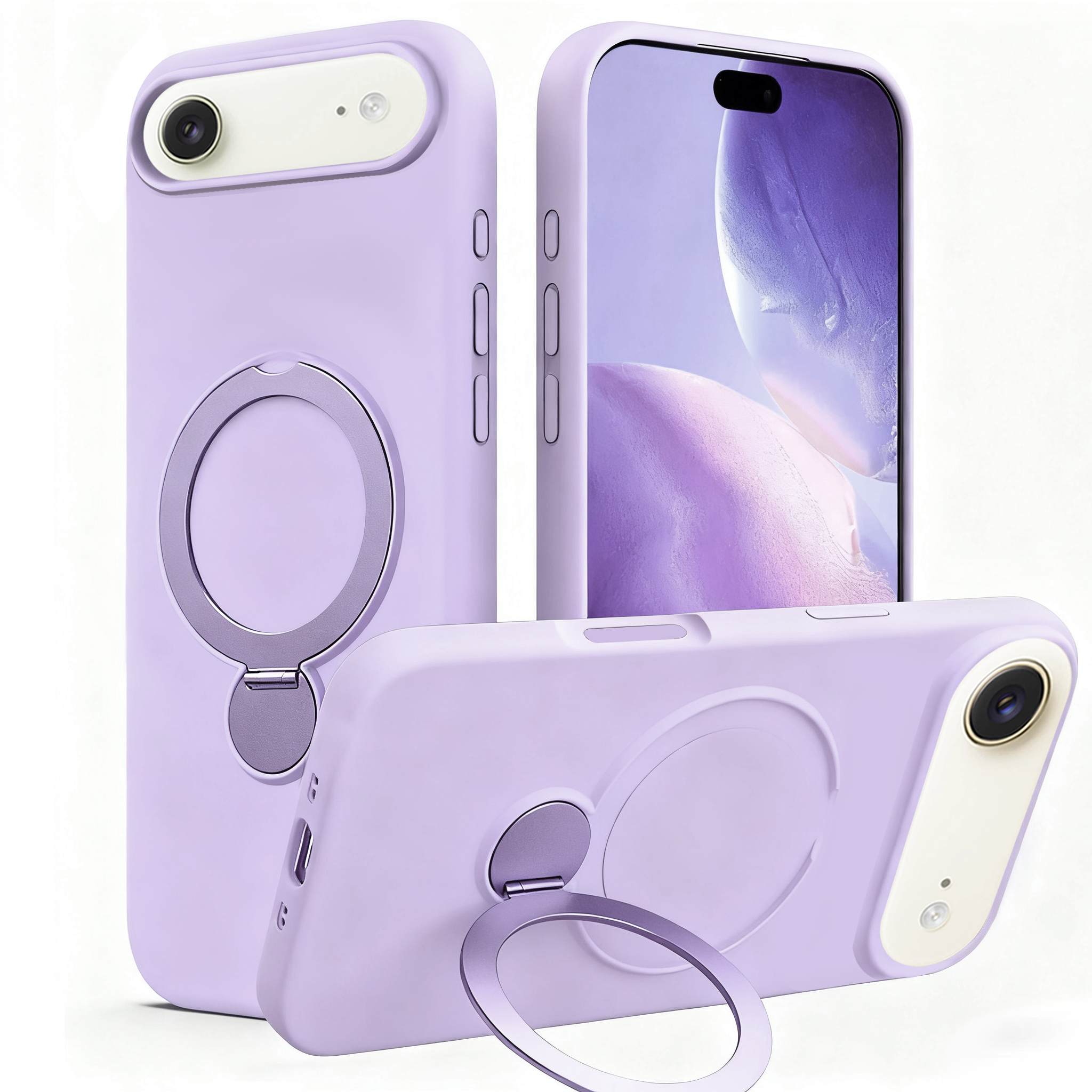 iPhone 17 series Magsafe Invisible Silicone Stand Case - Purple
