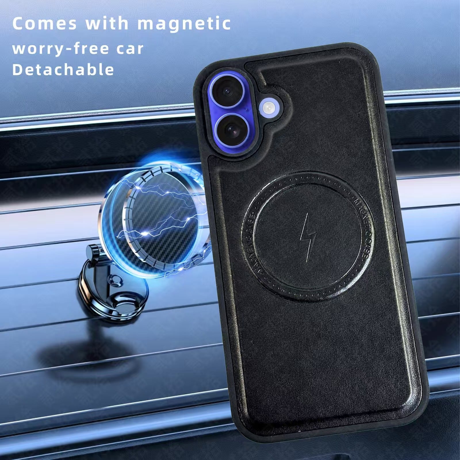 Nebula iPhone 17 Magnetic Detachable Leather Wallet Case Black