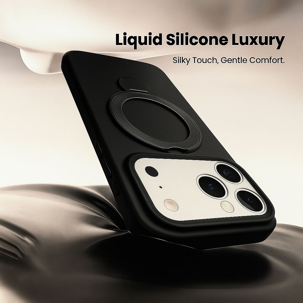iPhone 17 series Magsafe Invisible Silicone Stand Case - Black