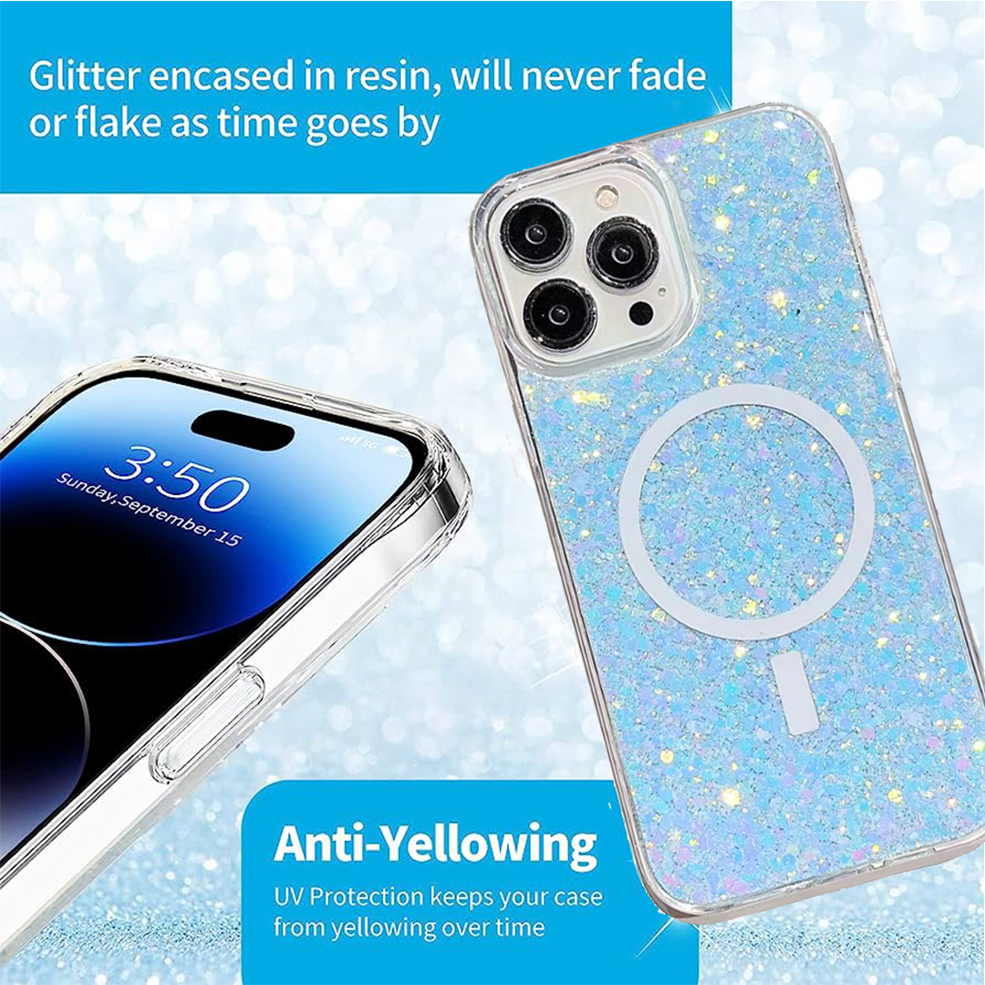 Nebula Magic Glitter iPhone MagSafe Case – Blue