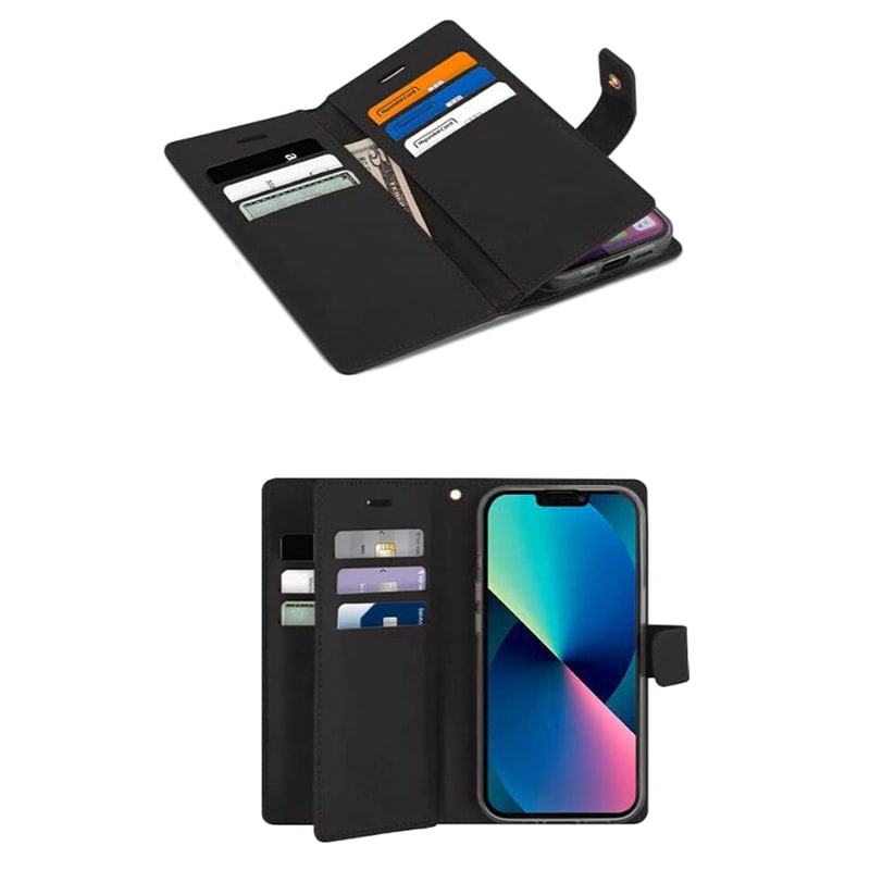 iPhone 13 Pro Max Mercury Goospery Mansoor Diary Flip Wallet Case - Black