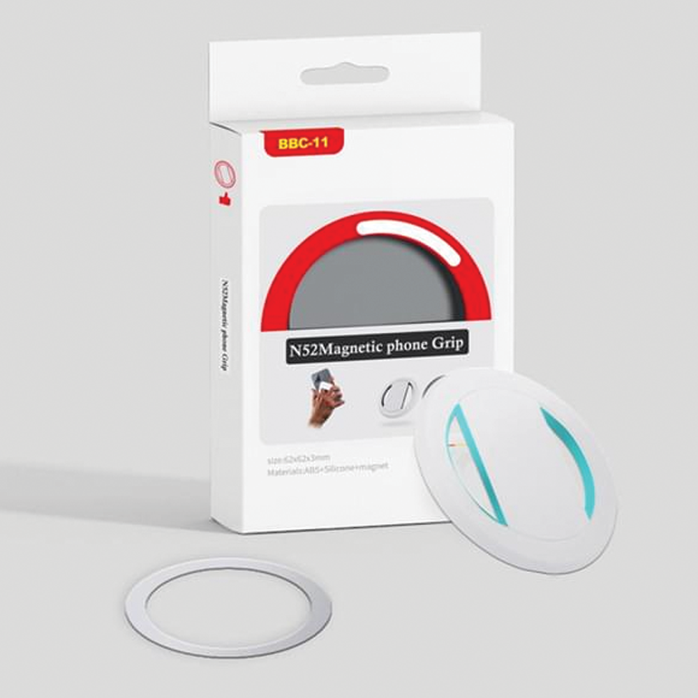 Magnetic Rotatable Phone Grip and Phone Stand White Cyan