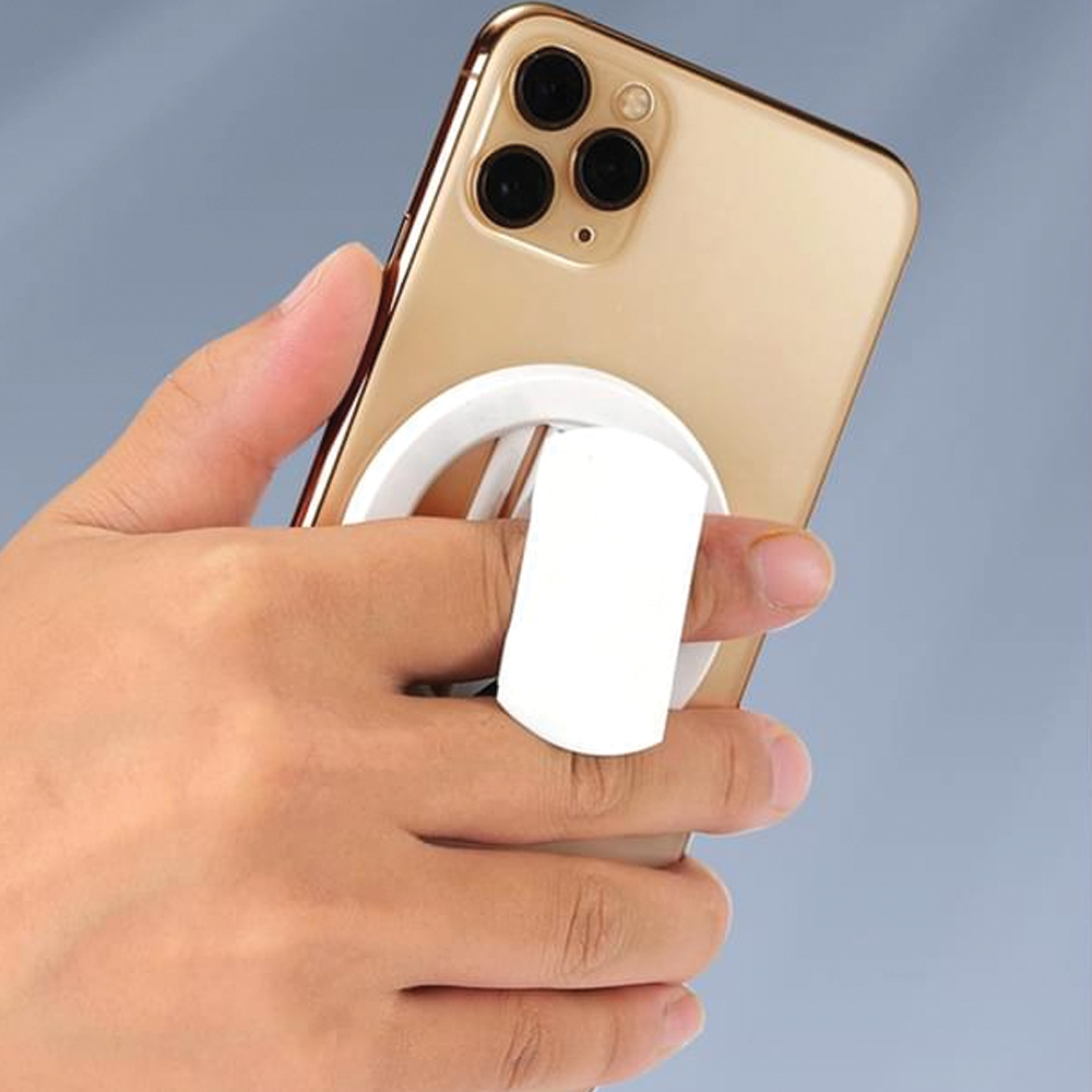 Magnetic Rotatable Phone Grip and Phone Stand White Cyan