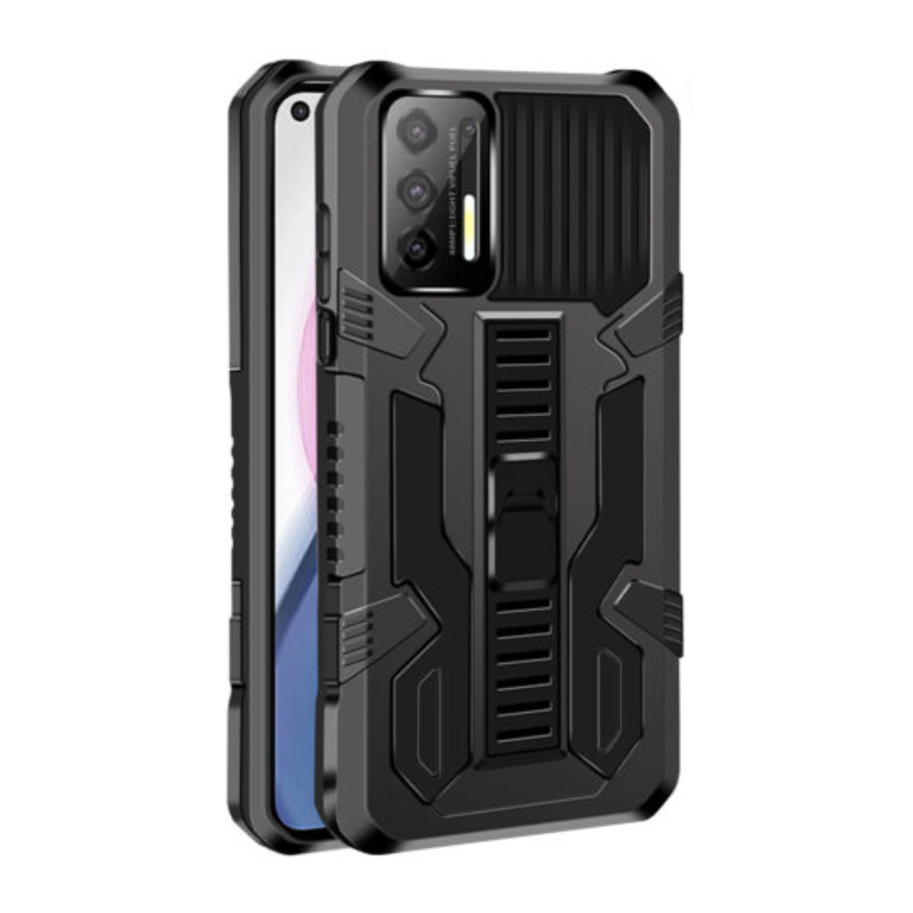 OPPO A96 Kickstand Rugged Case Black