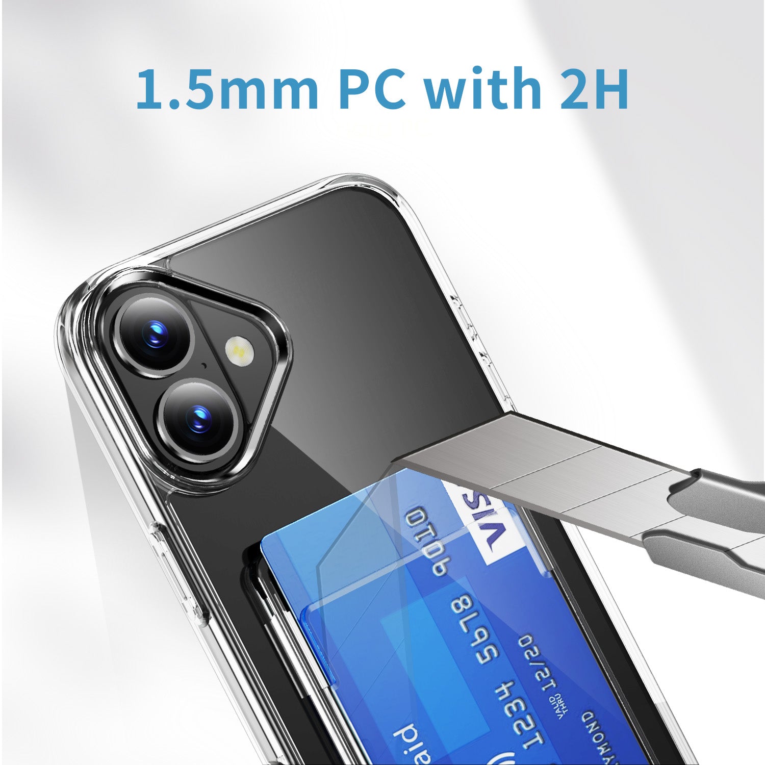 iPhone 17 Shockproof Hard Card Holder Back Case Clear