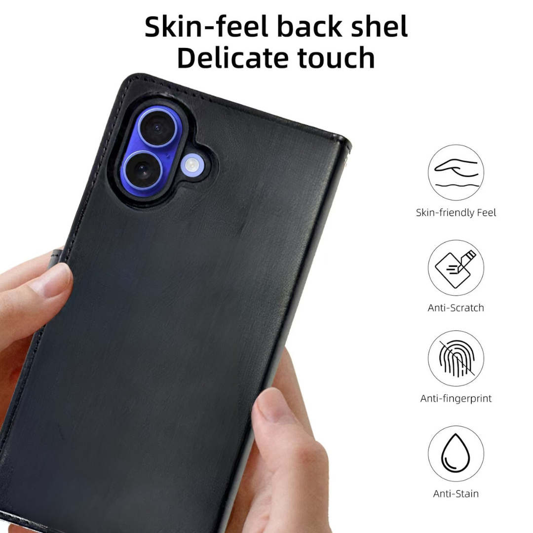 Nebula iPhone 17 Magnetic Detachable Leather Wallet Case Black