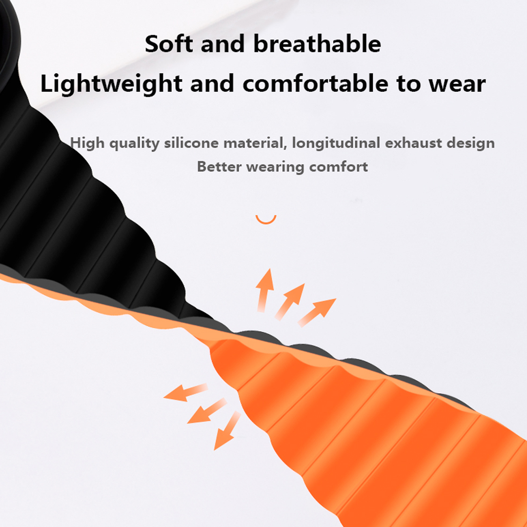 Apple Watch Magnetic Silicone Duo Colour Band 42/44/45mm Black-Orange