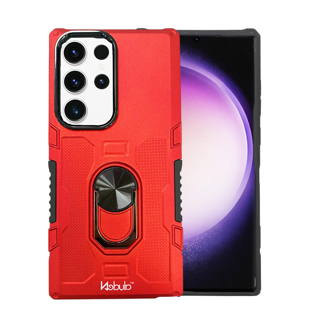Nebula Military Phone Case with Magnetic Phone Ring Red - Samsung Cases