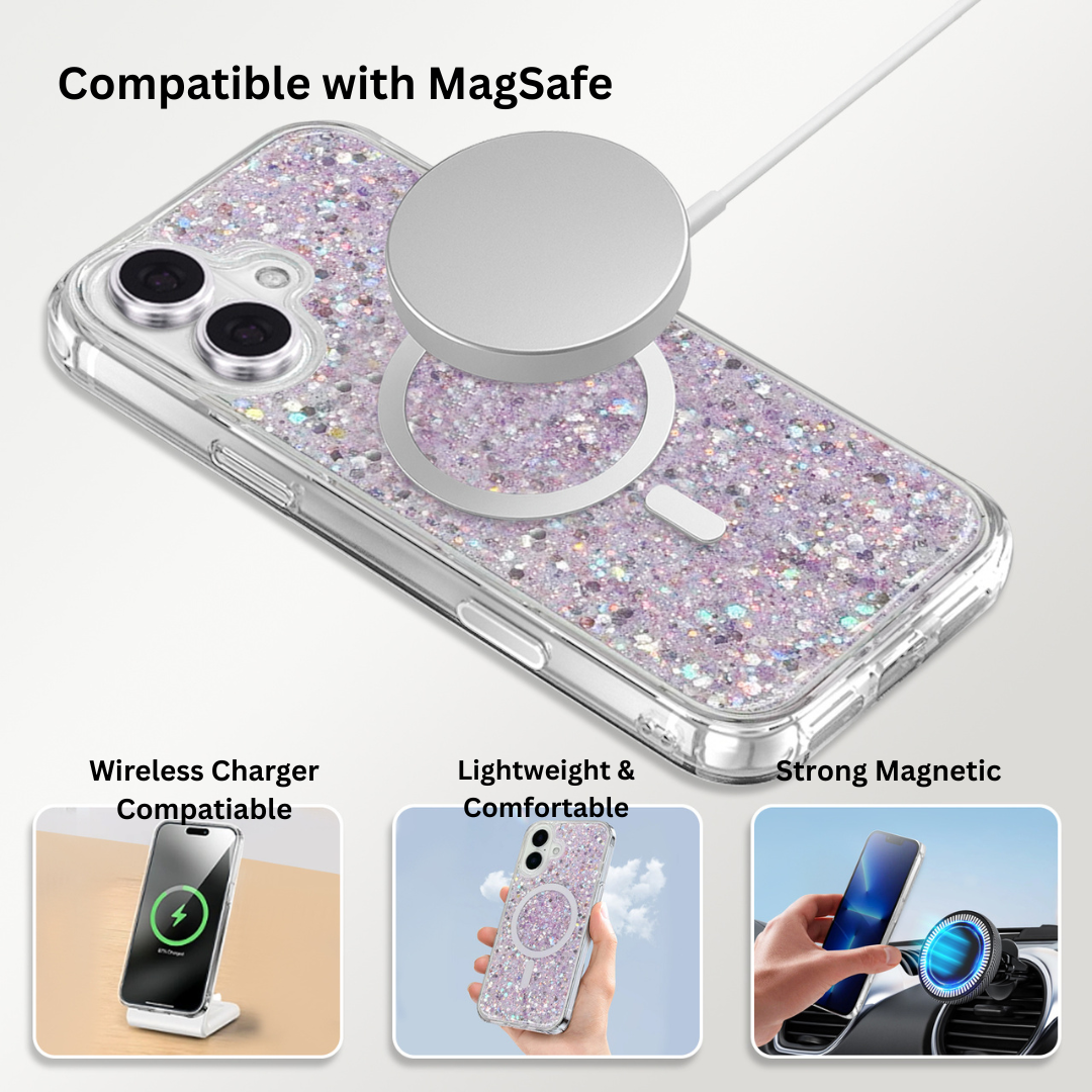 Nebula iPhone 17 Magic Glitter Case Purple Silver