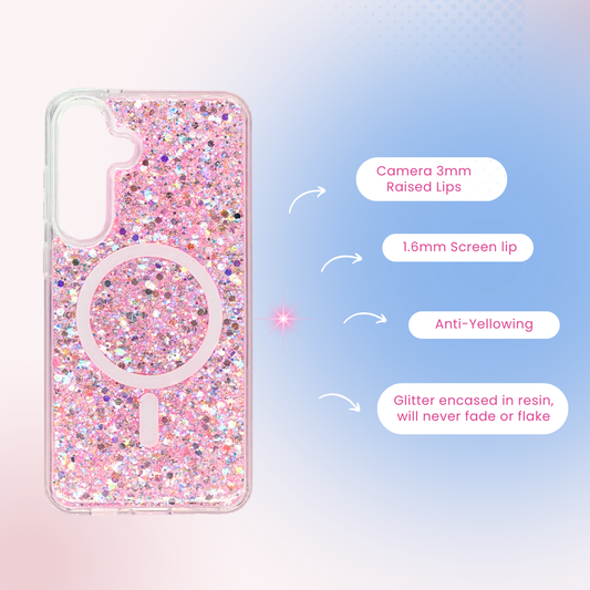 Nebula Samsung S26 Galaxy Magic Glitter Case Pink