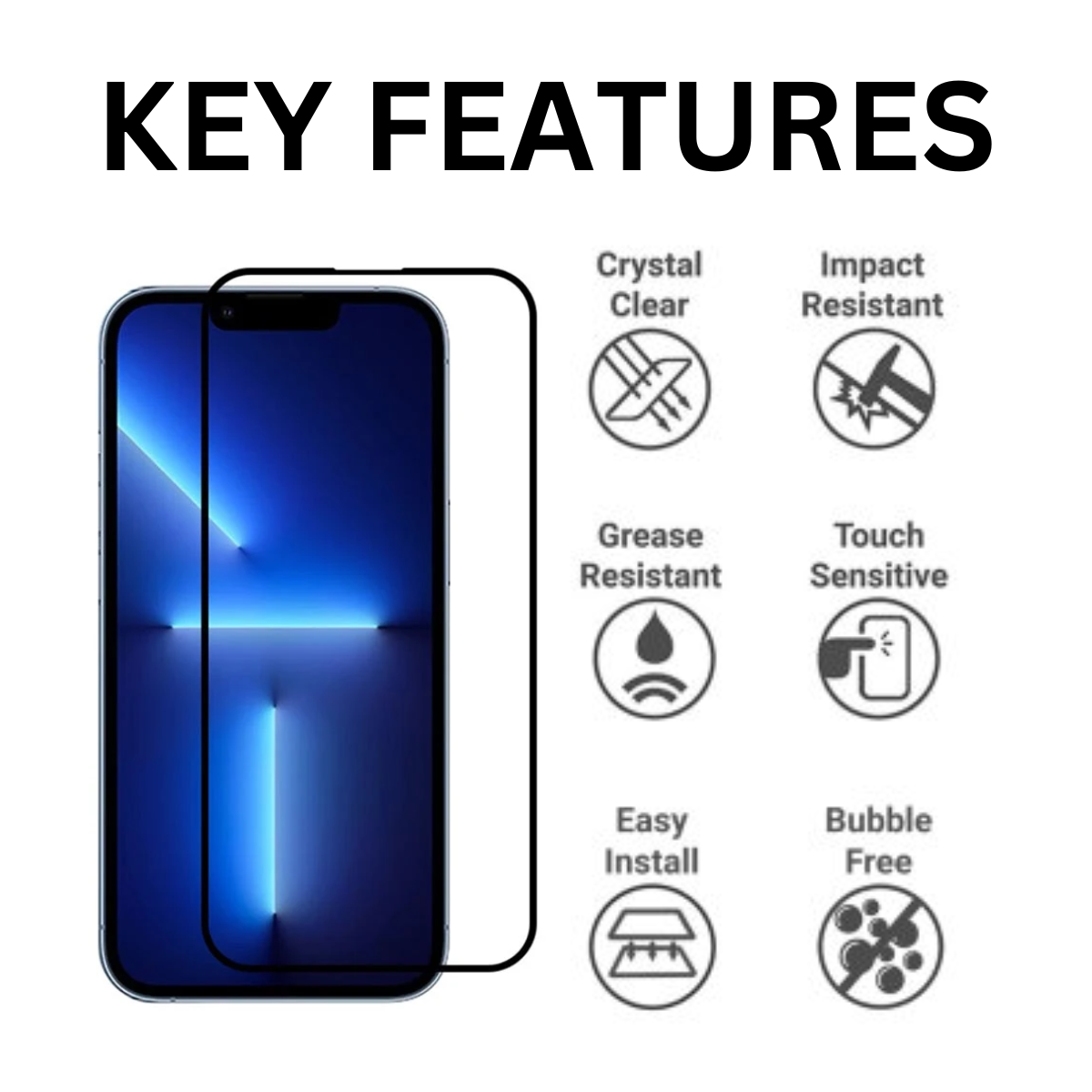 Nebula 6D Full Coverage Glass Screen Protector for iPhone Models