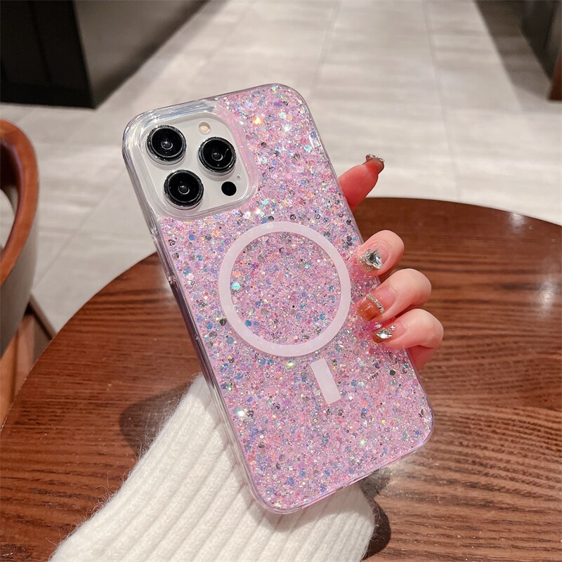 Nebula Magic Glitter iPhone MagSafe Case – Pink