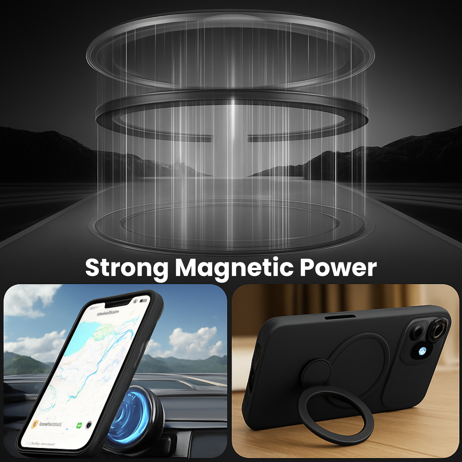 iPhone 17 series Magsafe Invisible Silicone Stand Case - Black
