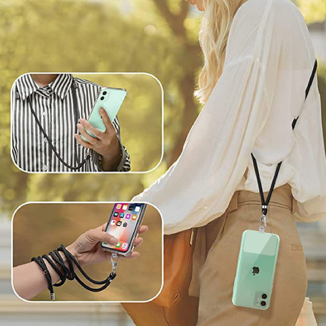 Universal Phone Lanyard with Pad - Black