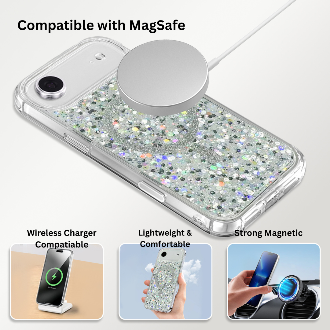 Nebula iPhone 17 Air Magic Glitter Case White Silver