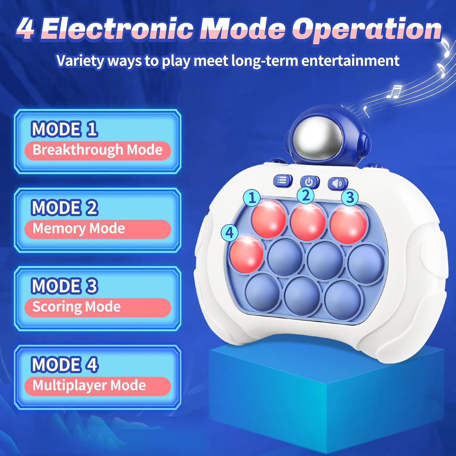 Handheld Console Fast Push Bubble Game - Fun Bear and Astronaut Designs