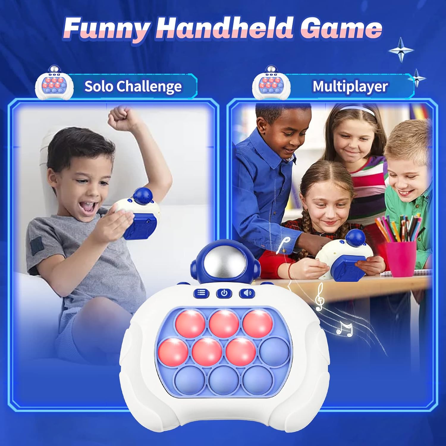 Handheld Console Fast Push Bubble Game - Fun Bear and Astronaut Designs