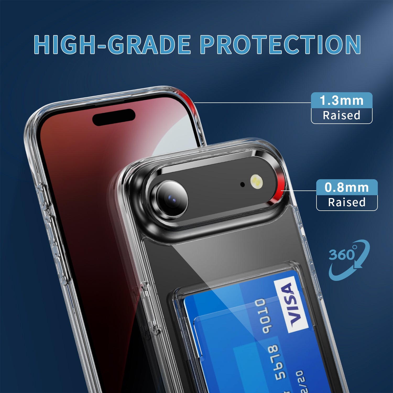 iPhone 17 Air Shockproof Hard Card Holder Back Case Clear