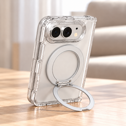iPhone Duo Fortify Clear 360 Rotatable MagSafe Case-Silver