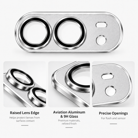 9D Full Camera Lens Metal Cover-iPhone Duo-White