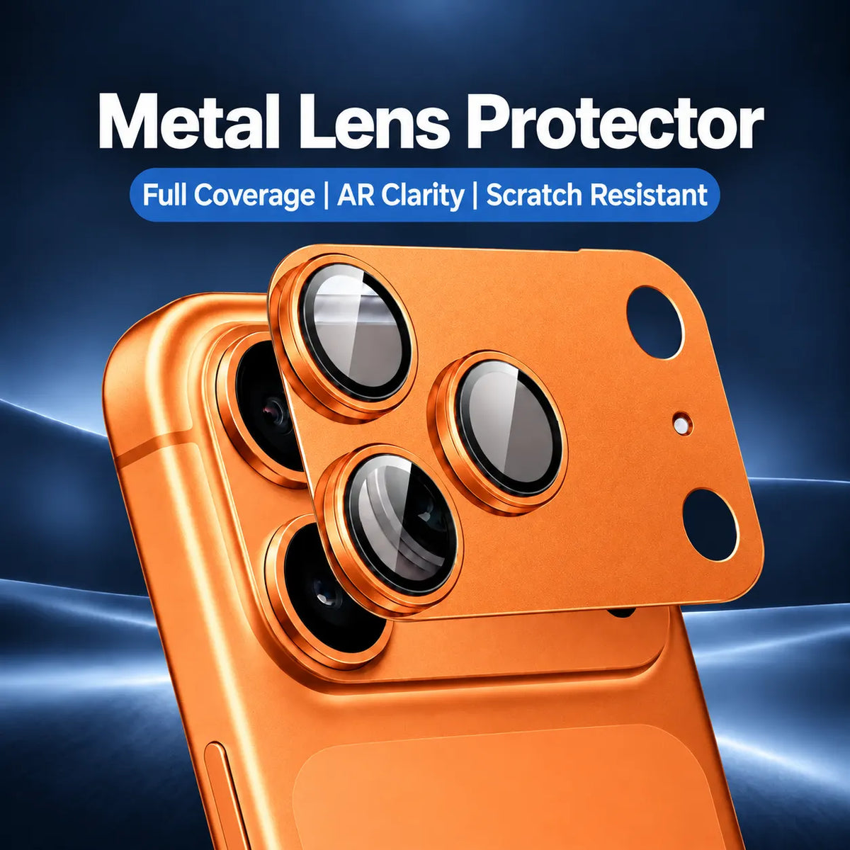 9D Full Camera Lens Metal Cover-Orange