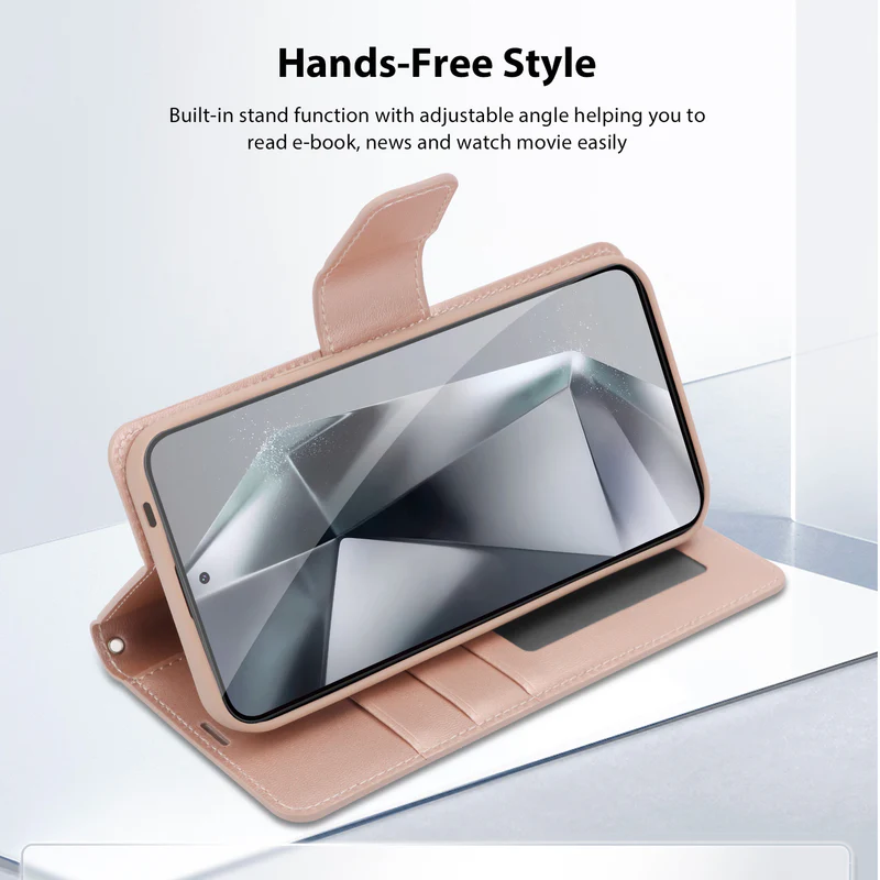 Samsung Galaxy S24/S25 Nebula Flip Leather Wallet Case Rose Gold