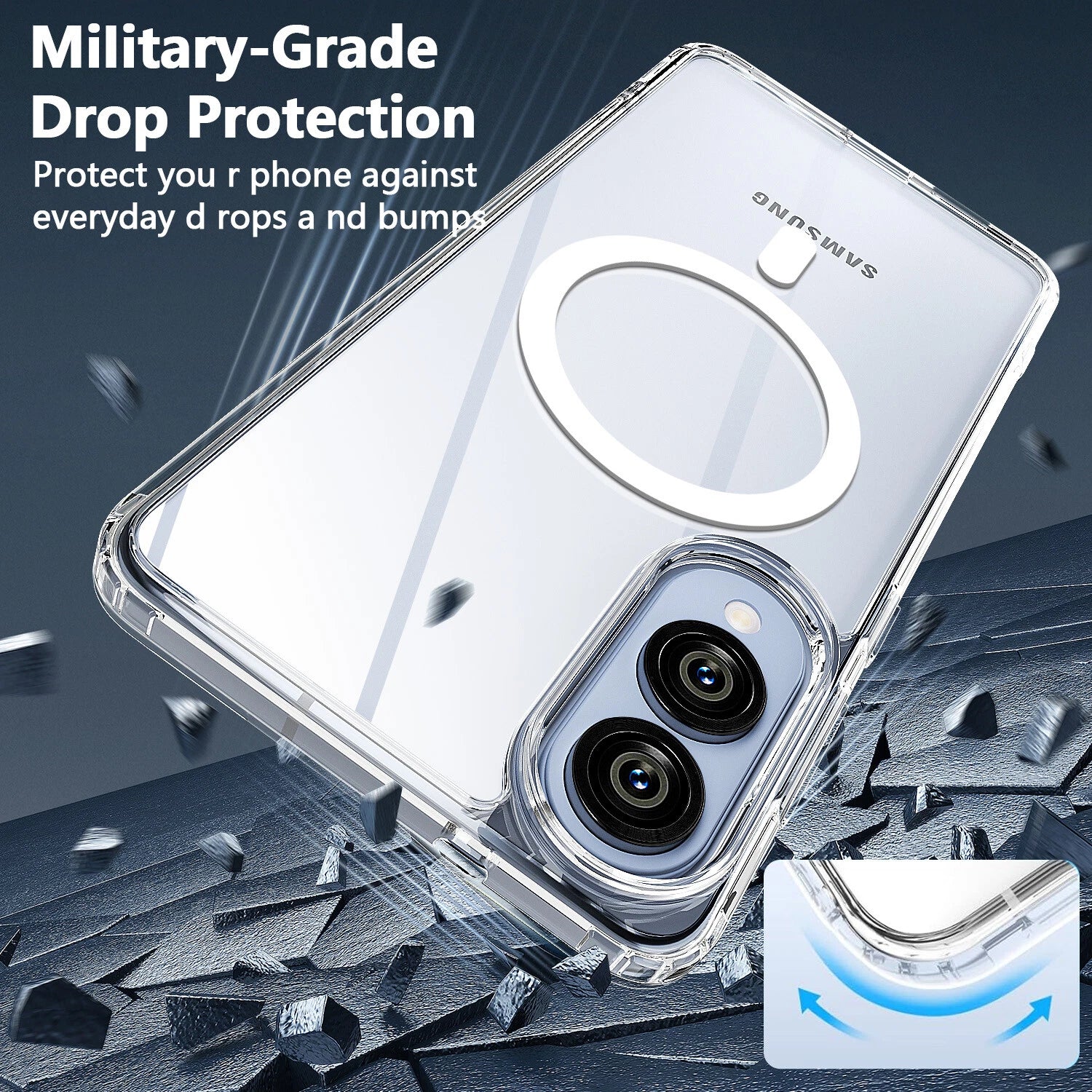Samsung Galaxy S25 Edge Magnetic Clear Back Cover Case – Transparent, Shockproof, Slim Fit