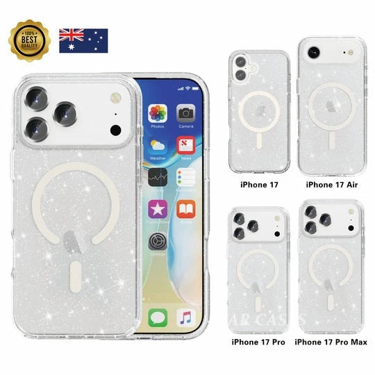 Nebula Clear Back Tough Case with MagSafe for iPhone 17 series – Crystal Sparkling