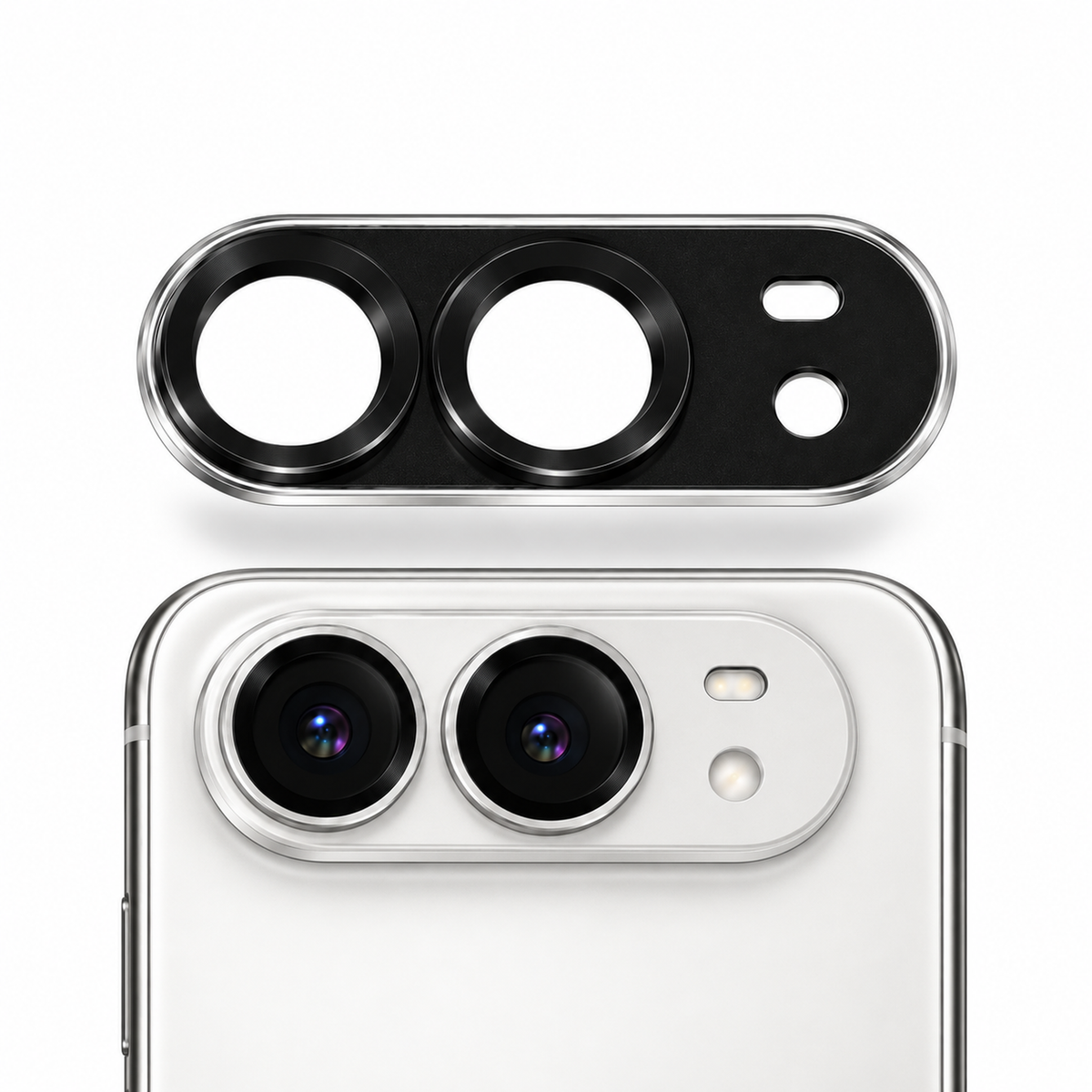 9D Full Camera Lens Metal Cover-iPhone Duo-Black