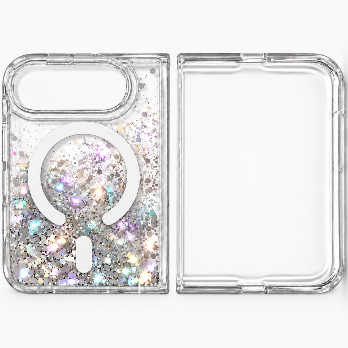 iPhone Duo Liquid Glitter MagSafe Case Silver