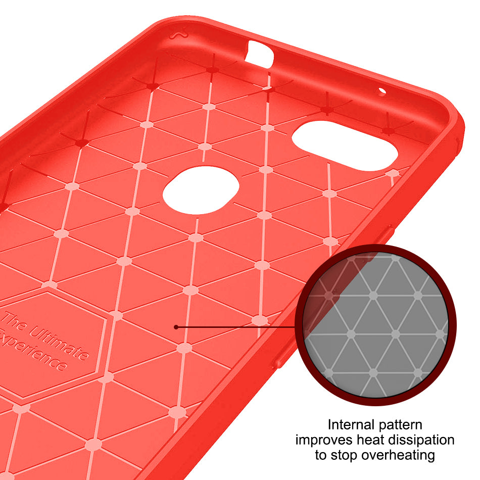 Google Pixel3 Slim Carbon Fibre Shockproof Rugged Case Cover Red