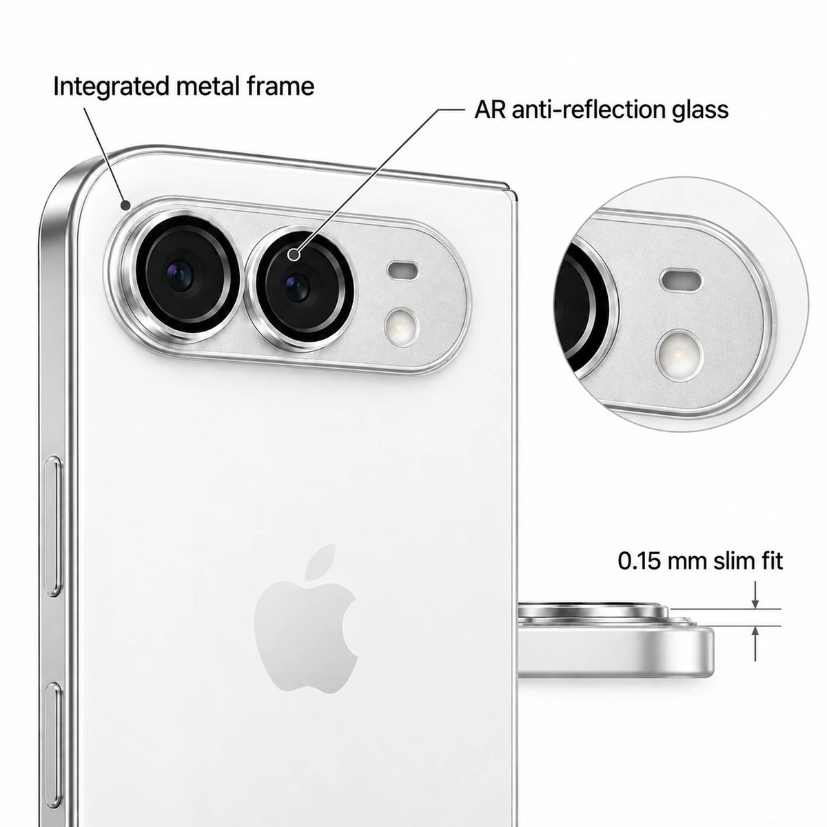 9D Full Camera Lens Metal Cover-iPhone Duo-Black