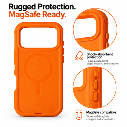 T SHINE Defender MagSafe Protective Case for iPhone 18 Pro – Orange