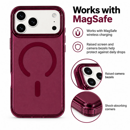T SHINE Nebula Sparkling Crystal Tough MagSafe Case for iPhone 18 Pro Max – Dark Cherry
