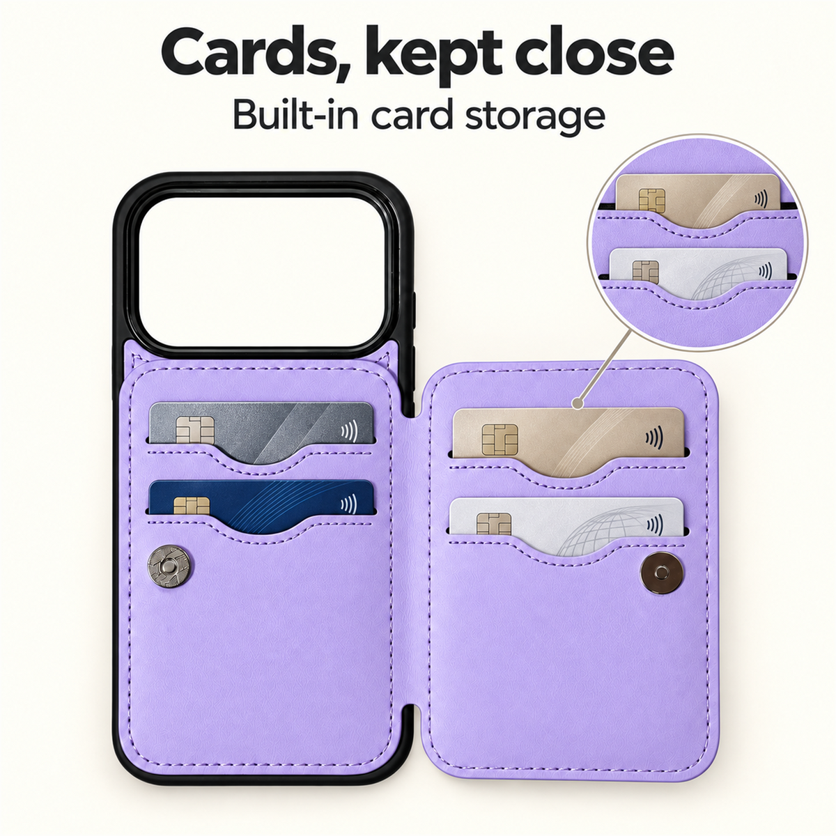 Back Flip Leather Cardholder Case Purple