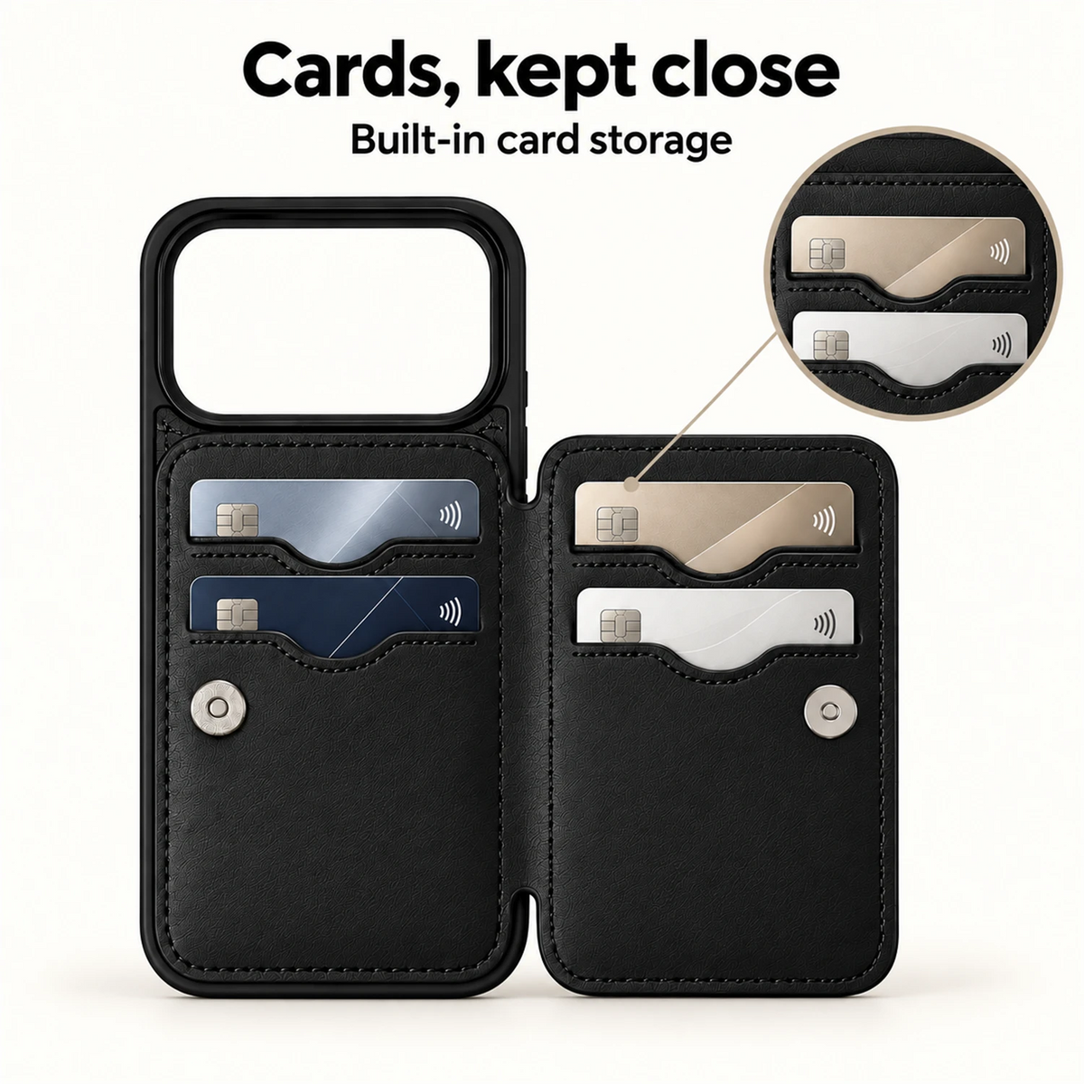 Back Flip Leather Cardholder Case Black