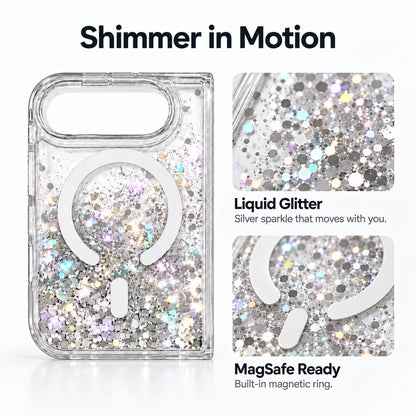 iPhone Duo Liquid Glitter MagSafe Case Silver