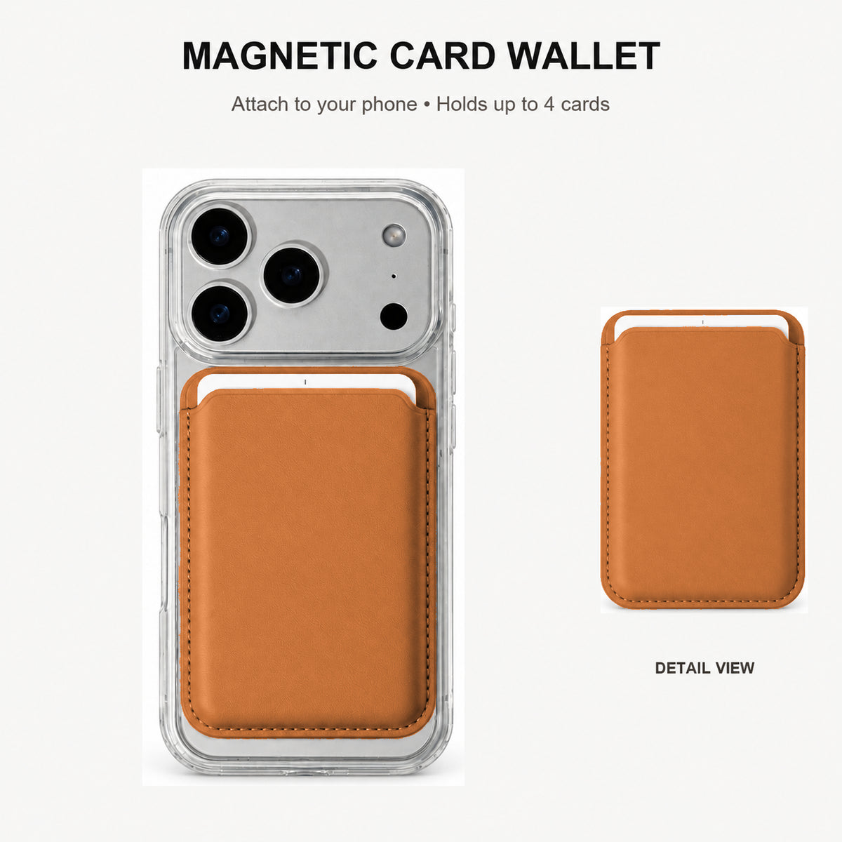 PU Leather Magsafe Card Wallet Brown