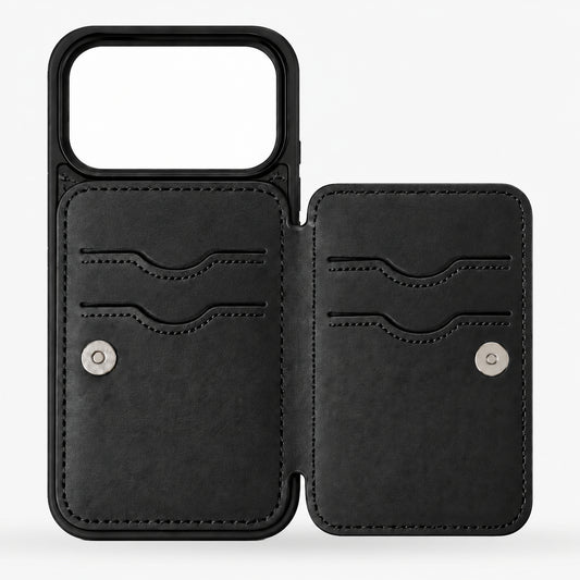 Back Flip Leather Cardholder Case Black