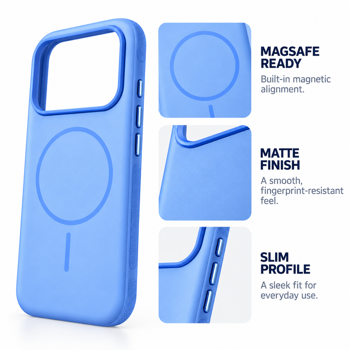 Magnetic Matte Protective Case-Light Blue