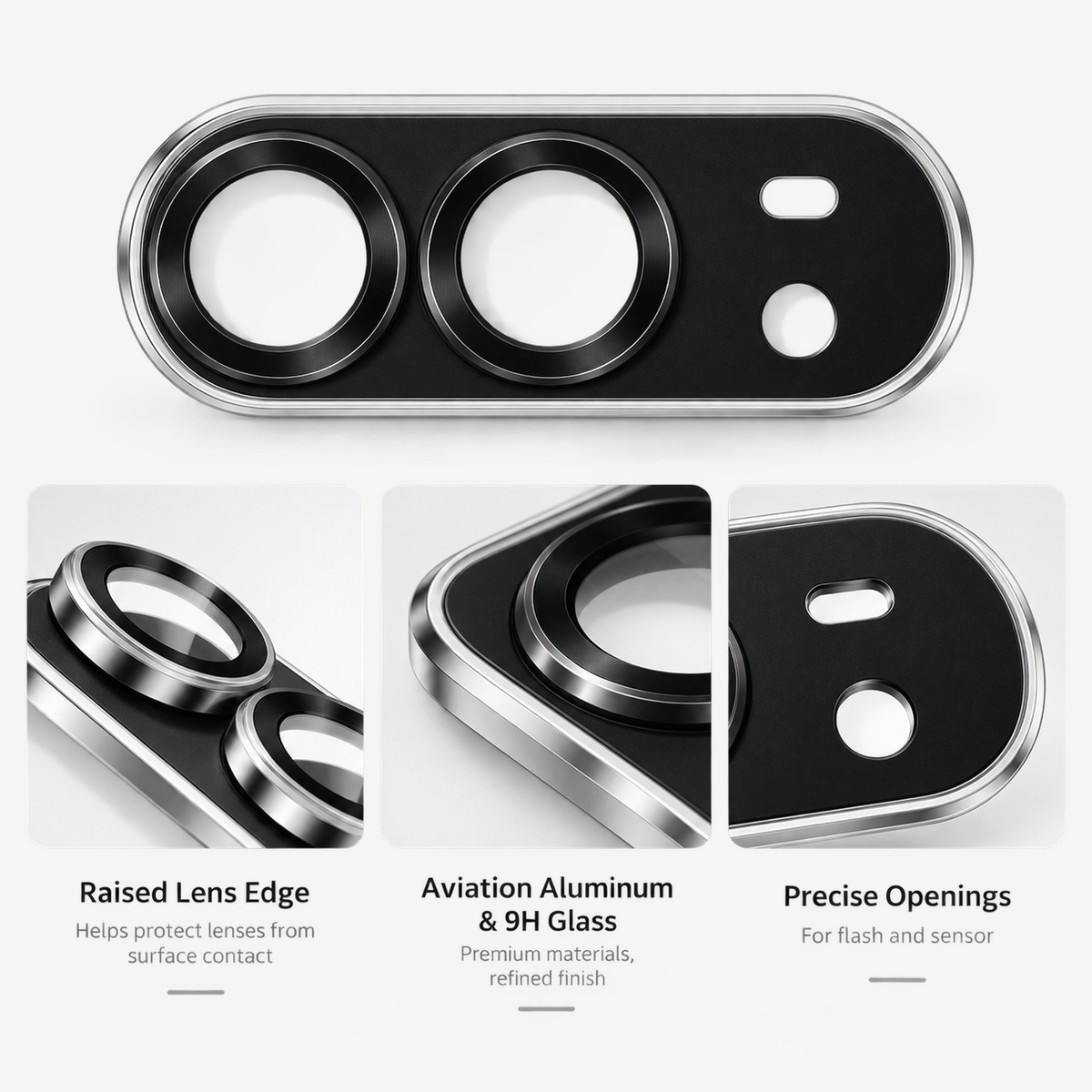 9D Full Camera Lens Metal Cover-iPhone Duo-Black