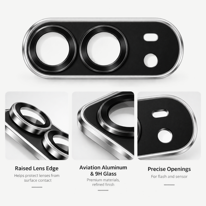 9D Full Camera Lens Metal Cover-iPhone Duo-Black