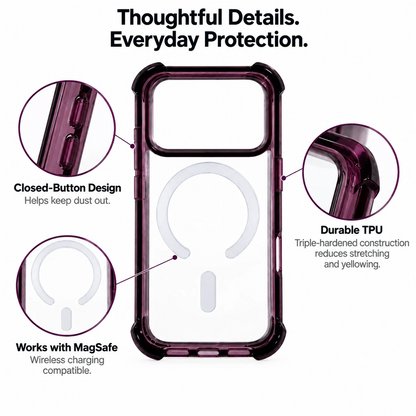 T SHINE Nebula Clear-Back Tough MagSafe Case for iPhone 18 Pro Max – Dark Cherry