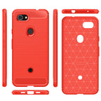 Google Pixel3a Slim Carbon Fibre Shockproof Rugged Case Cover Red