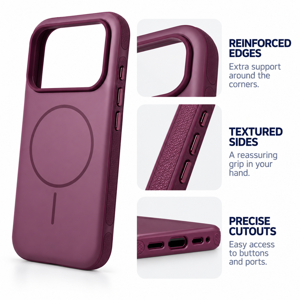 Magnetic Matte Protective Case-Dark Cherry