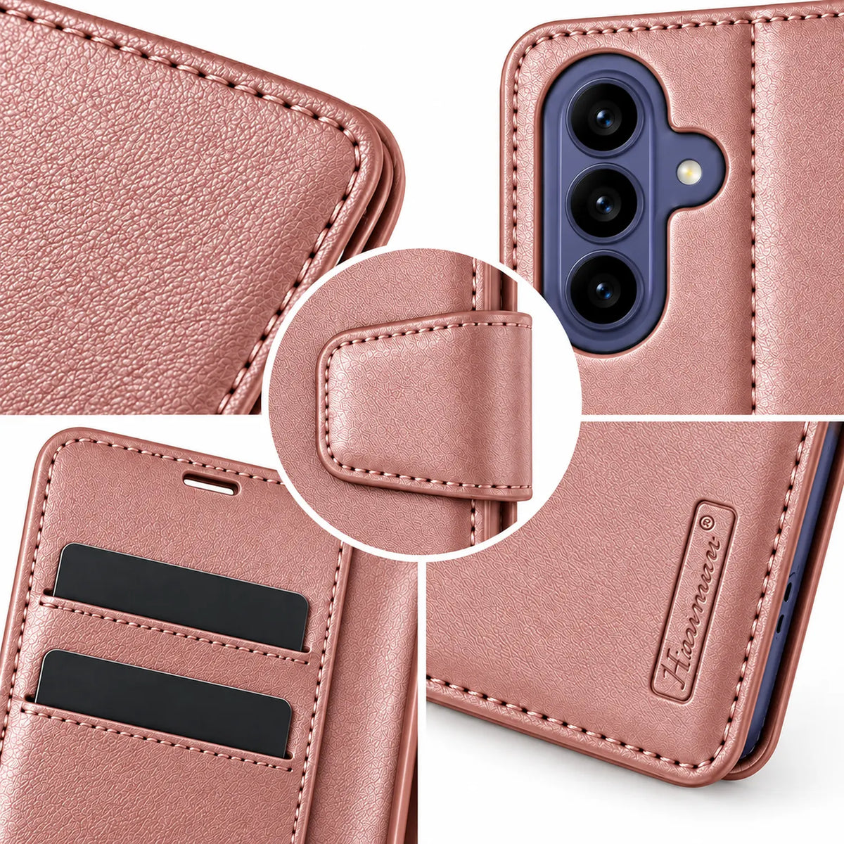 Samsung Galaxy S26 FE Flip Leather Wallet Case - Rose Gold